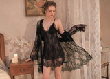 Lace Lingerie Set, Sheer Nightgown, Silky Robe, Cute Lingerie, Nightwear, Pajama Set