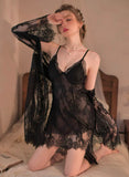 Lace Lingerie Set, Sheer Nightgown, Silky Robe, Cute Lingerie, Nightwear, Pajama Set