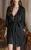 Satin Lace Lingerie Set, Sheer Nightgown, Silky Robe, Cute Lingerie, Nightwear